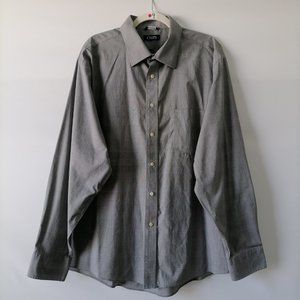 Chaps Mens Gray Long Sleeve Classic Fit Button Up Cotton Dress Shirt Size 36